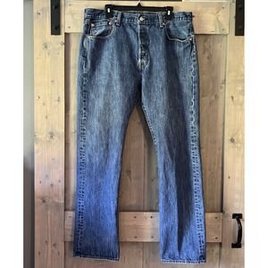 Levis 501 Jeans Mens 38x34 Blue‎ Denim Straight Leg Button Fly 100% Cotton